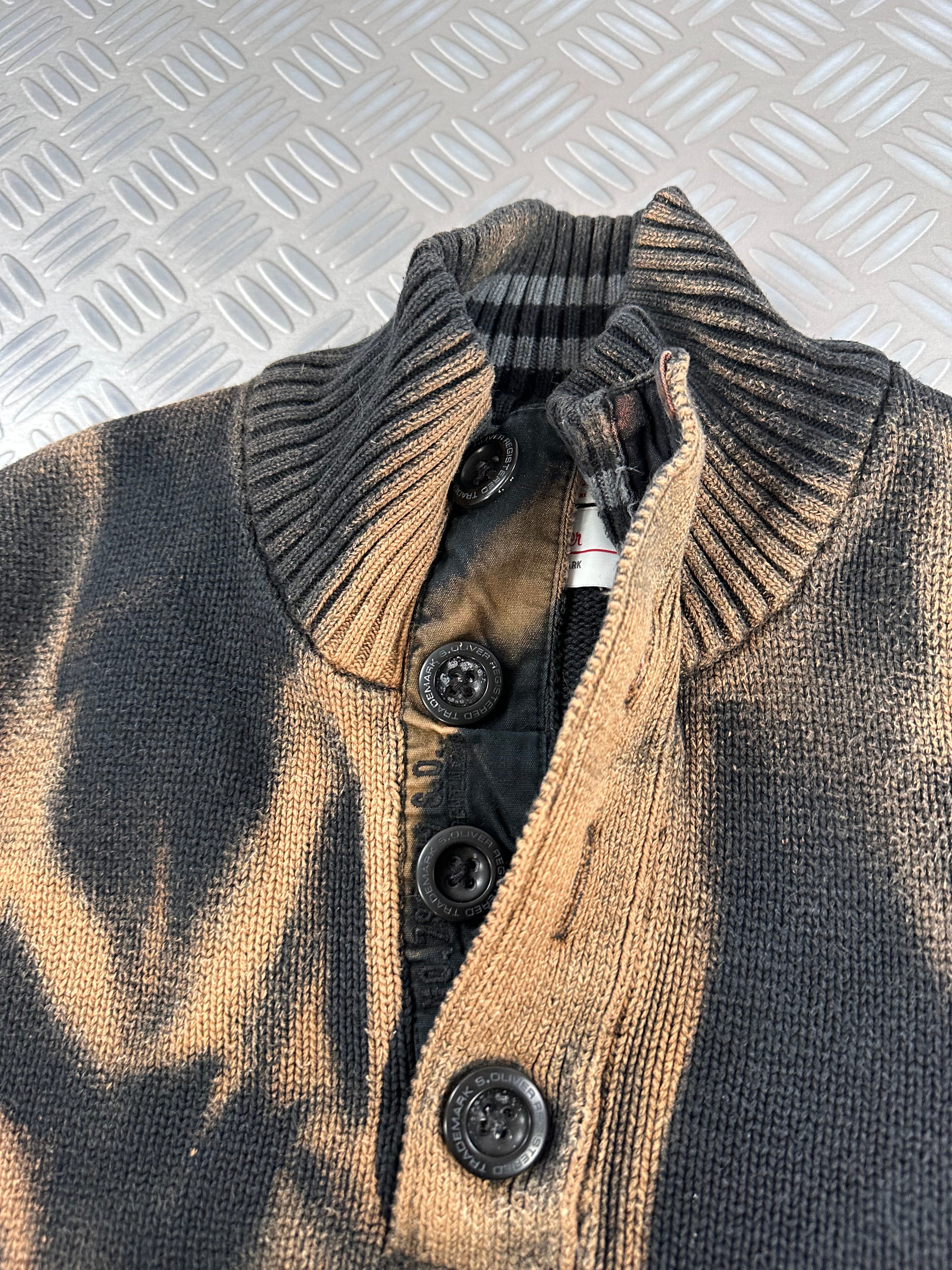 Handmade mid zip knitted sweater ( XL)