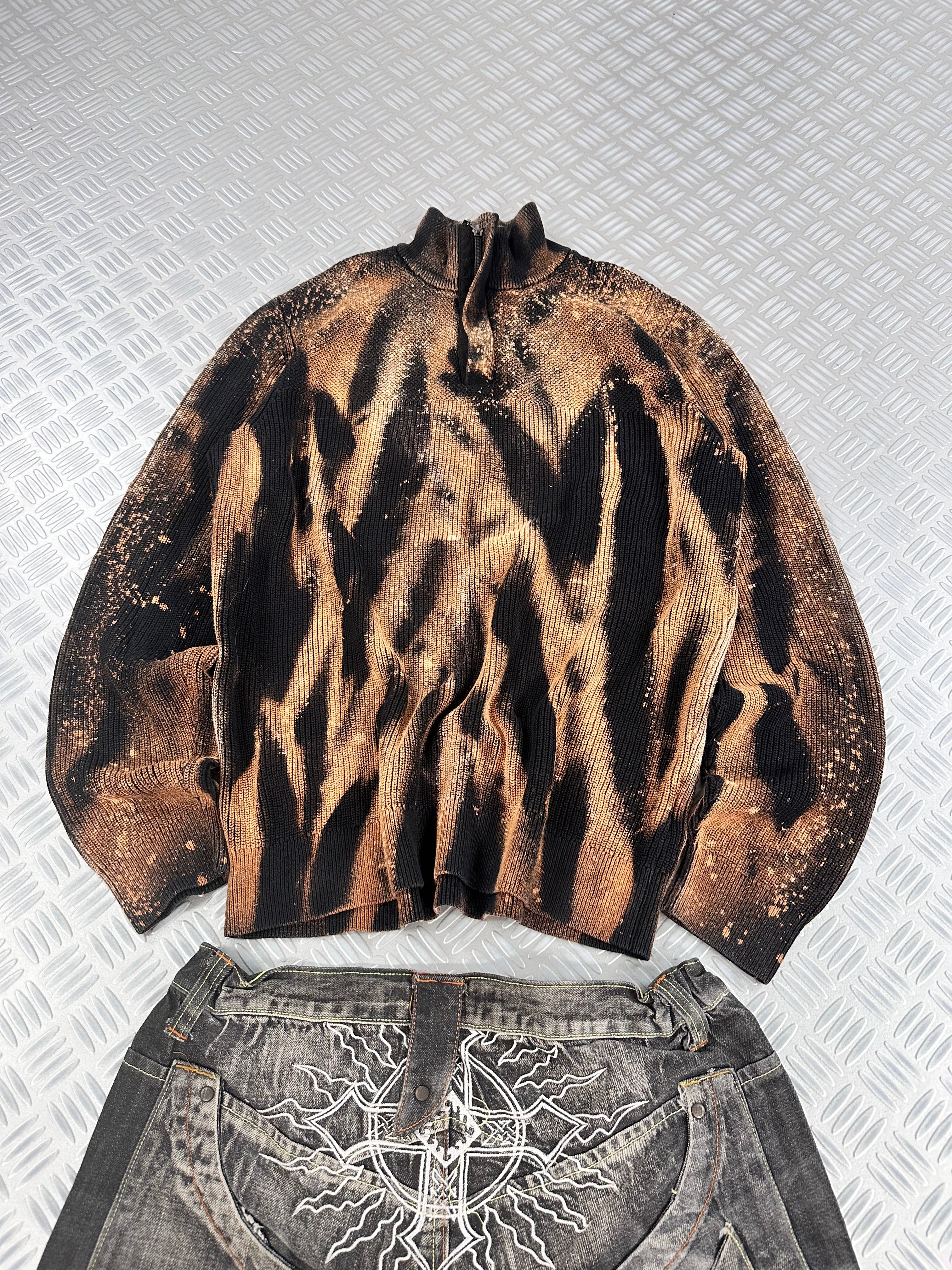 Mid zip handmade knitted sweater (L)