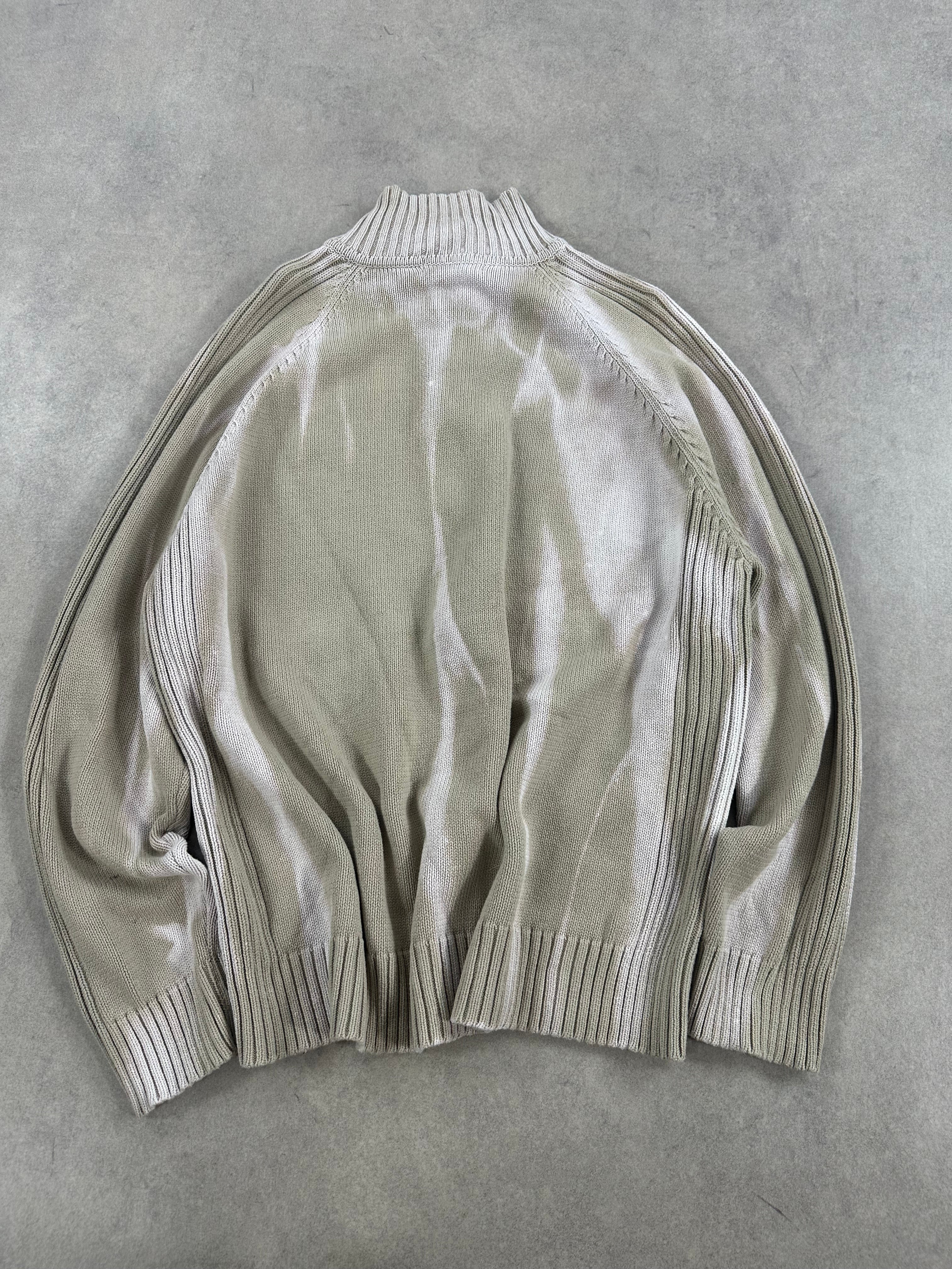 Full zip up knitted sweater custom y2k (L)