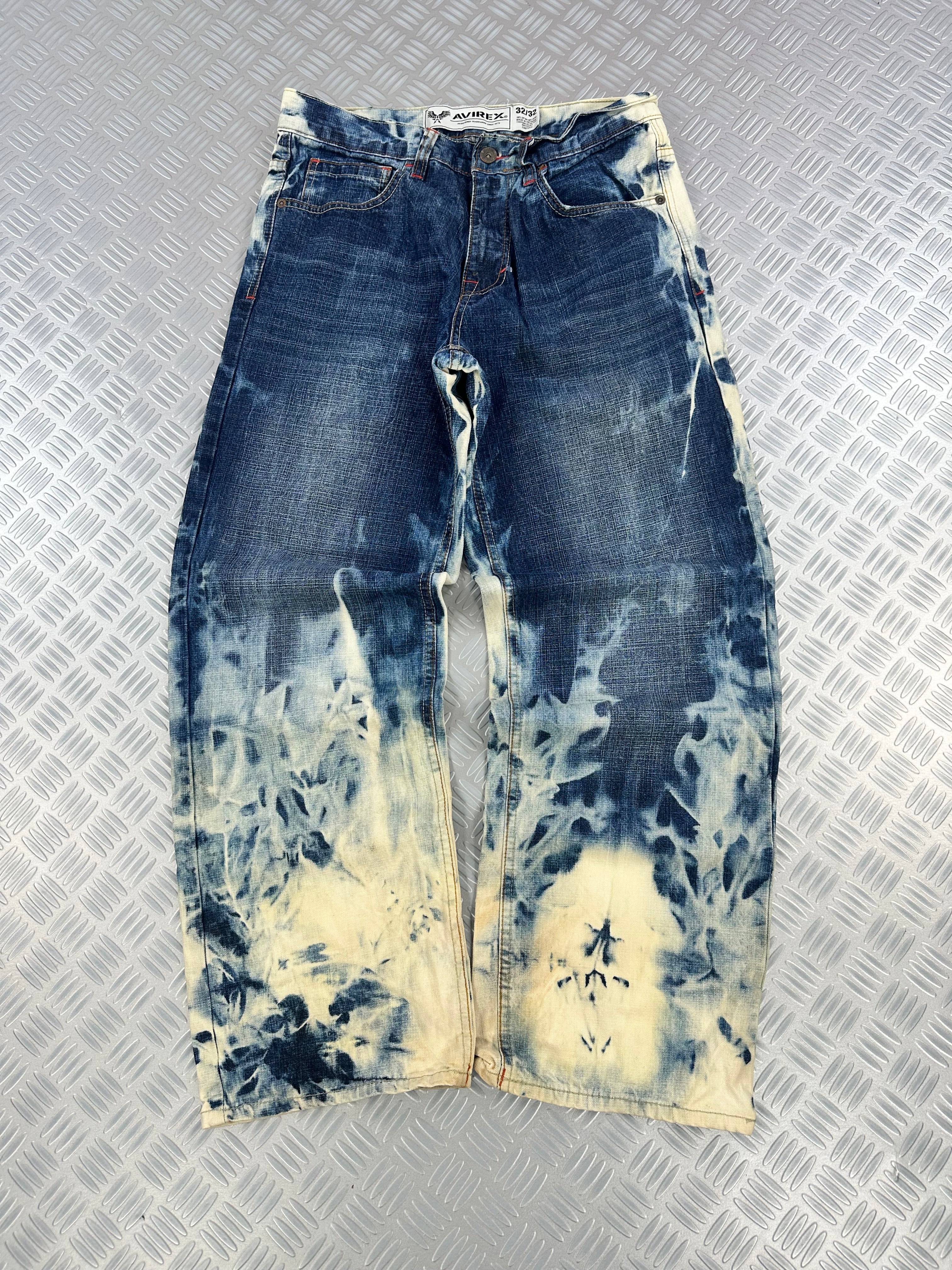 Avirex baggy jeans handmade acid washed ( L)