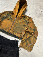Vintage Patchwork y2k Hip Hop Hooded full zip Up Jacket 00s Dry