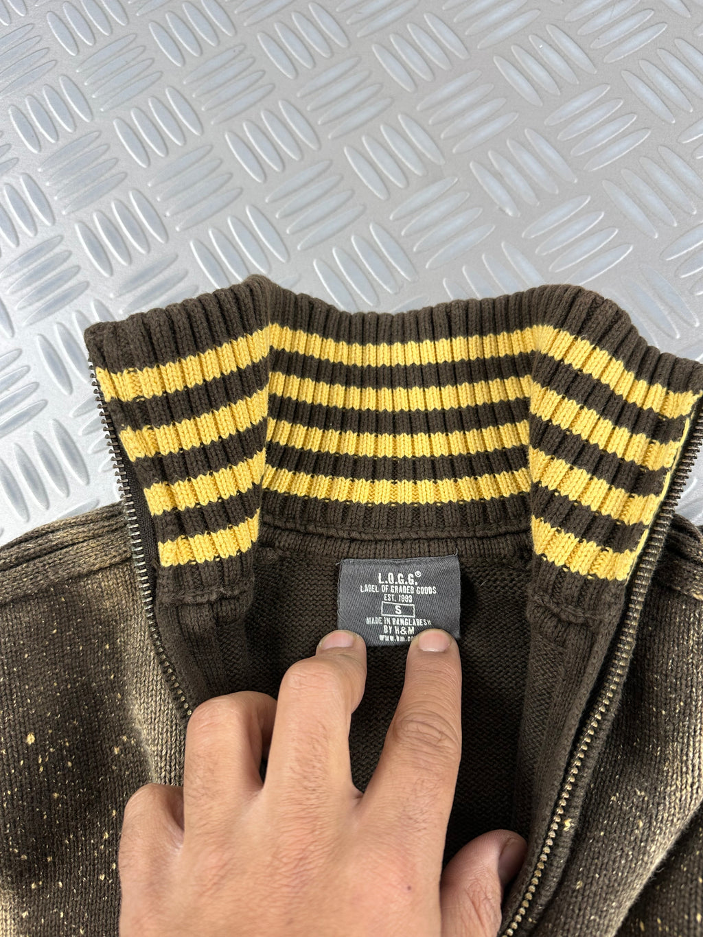 Handmade mid zip knitted sweater (S)
