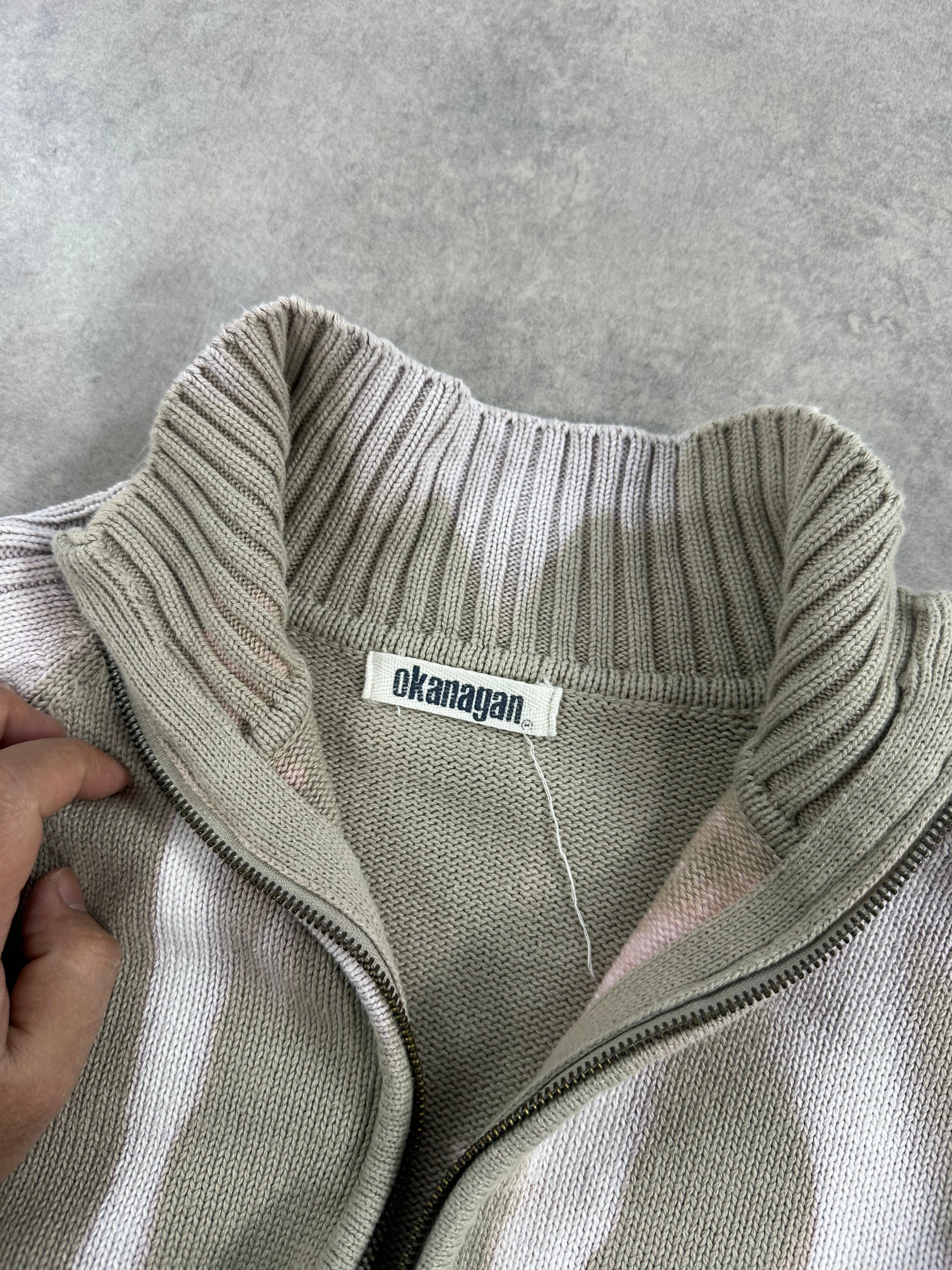 Full zip up knitted sweater custom y2k (L)