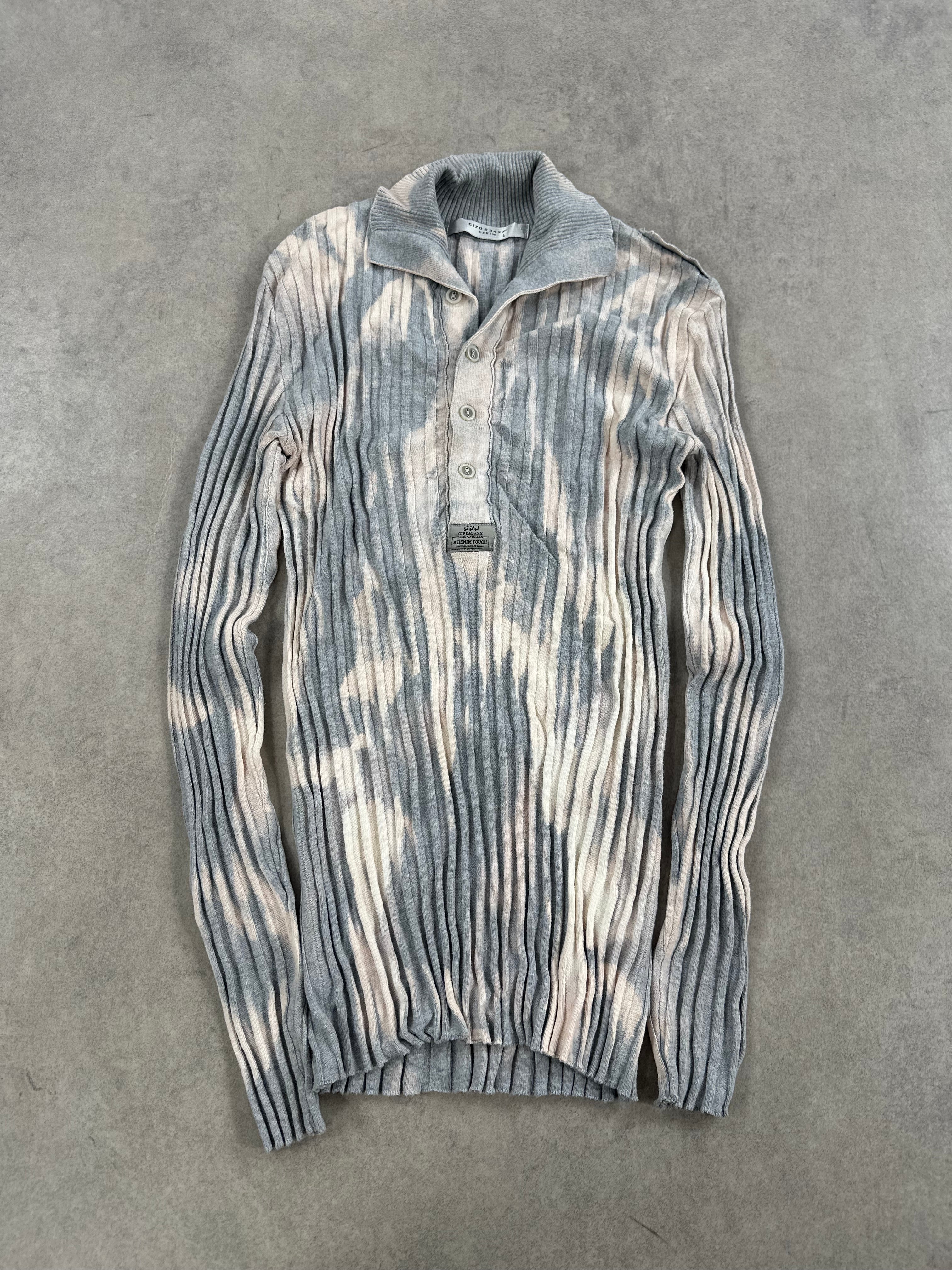 Vintage Knitted full zip up Bleached Sweater (L)