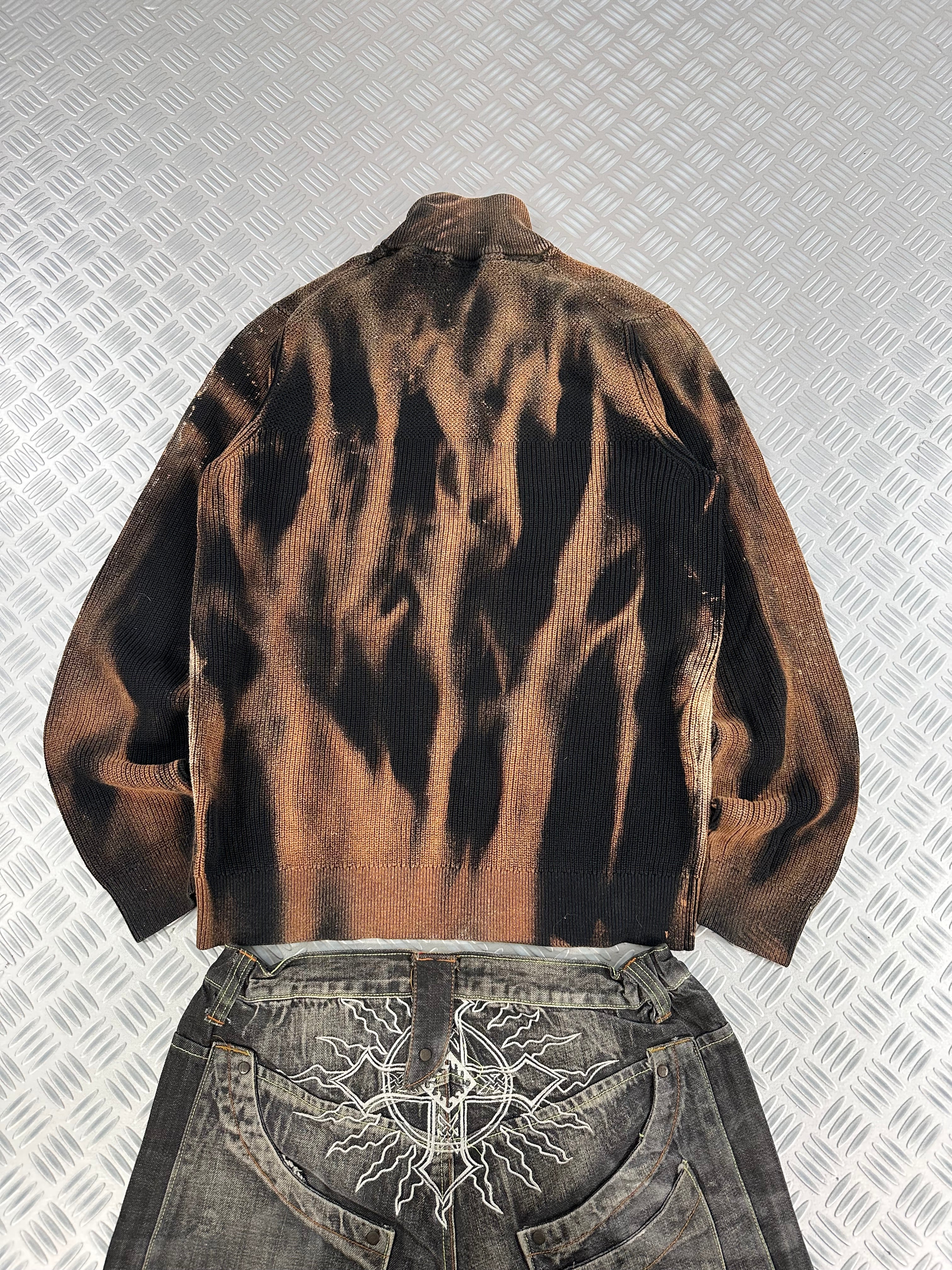 Mid zip handmade knitted sweater (L)