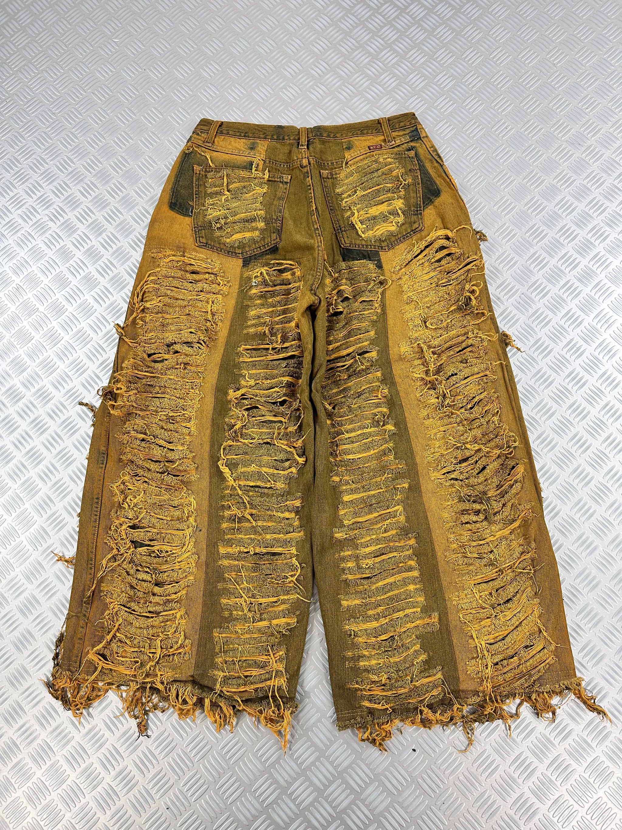 Disstresed baggy jeans handmade patchwork upcycled