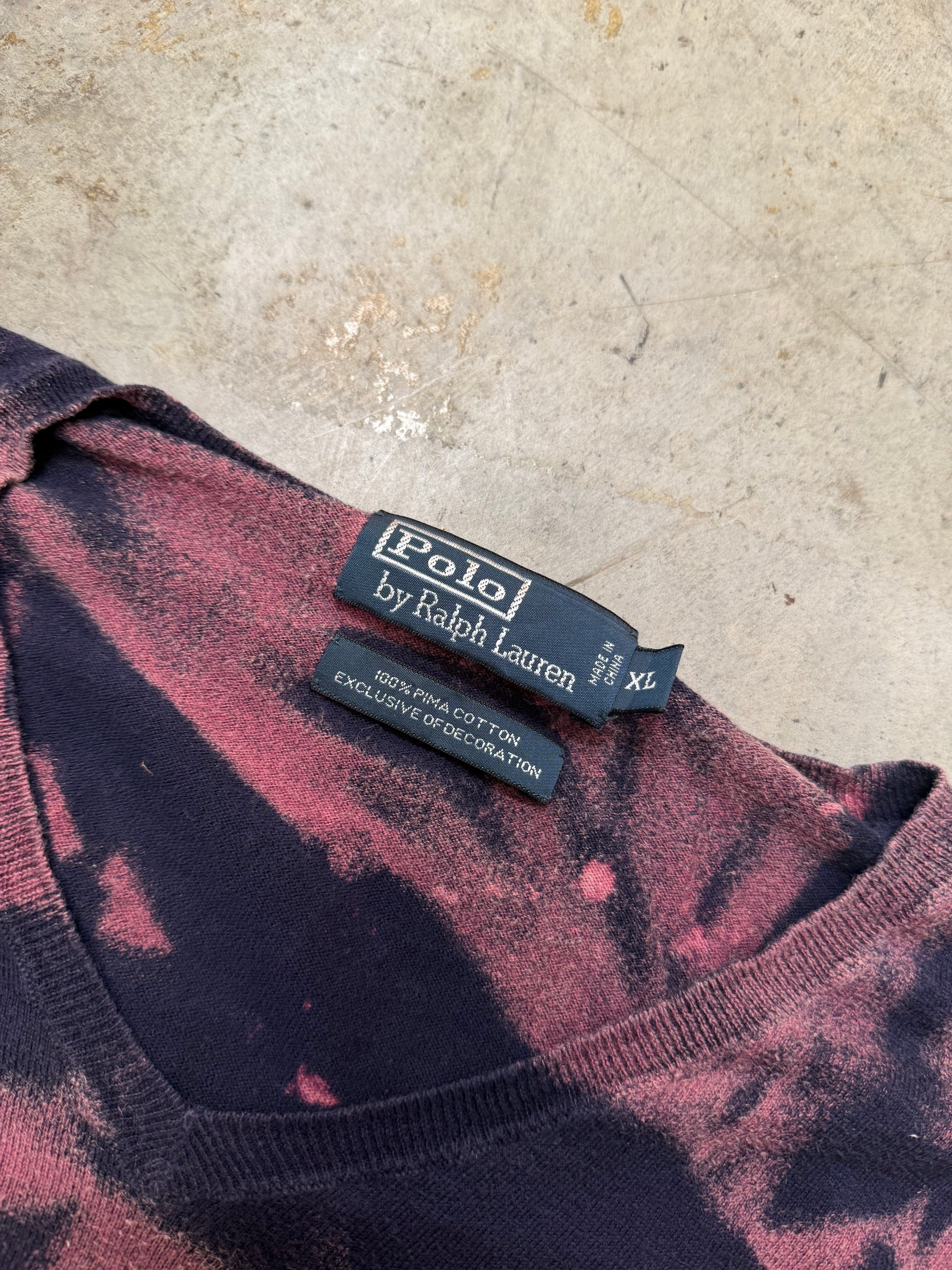 Vintage Polo Ralph Lauren Y2k Knitted Sweater Bleached (XL)