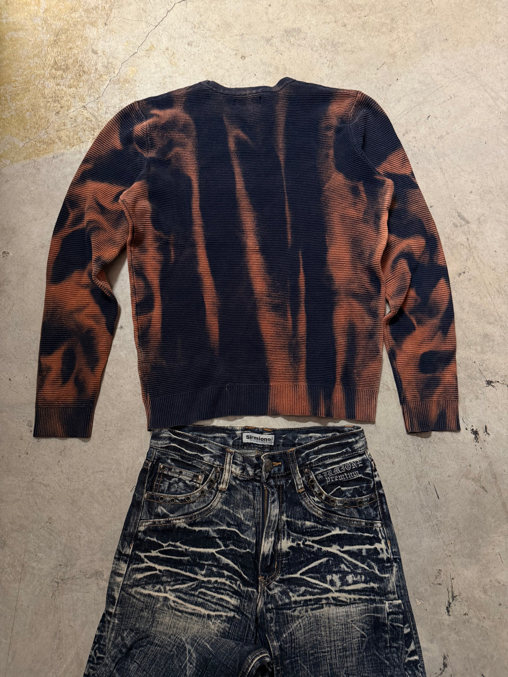 Vintage Knitted Bleached Y2k Sweater custom (S)