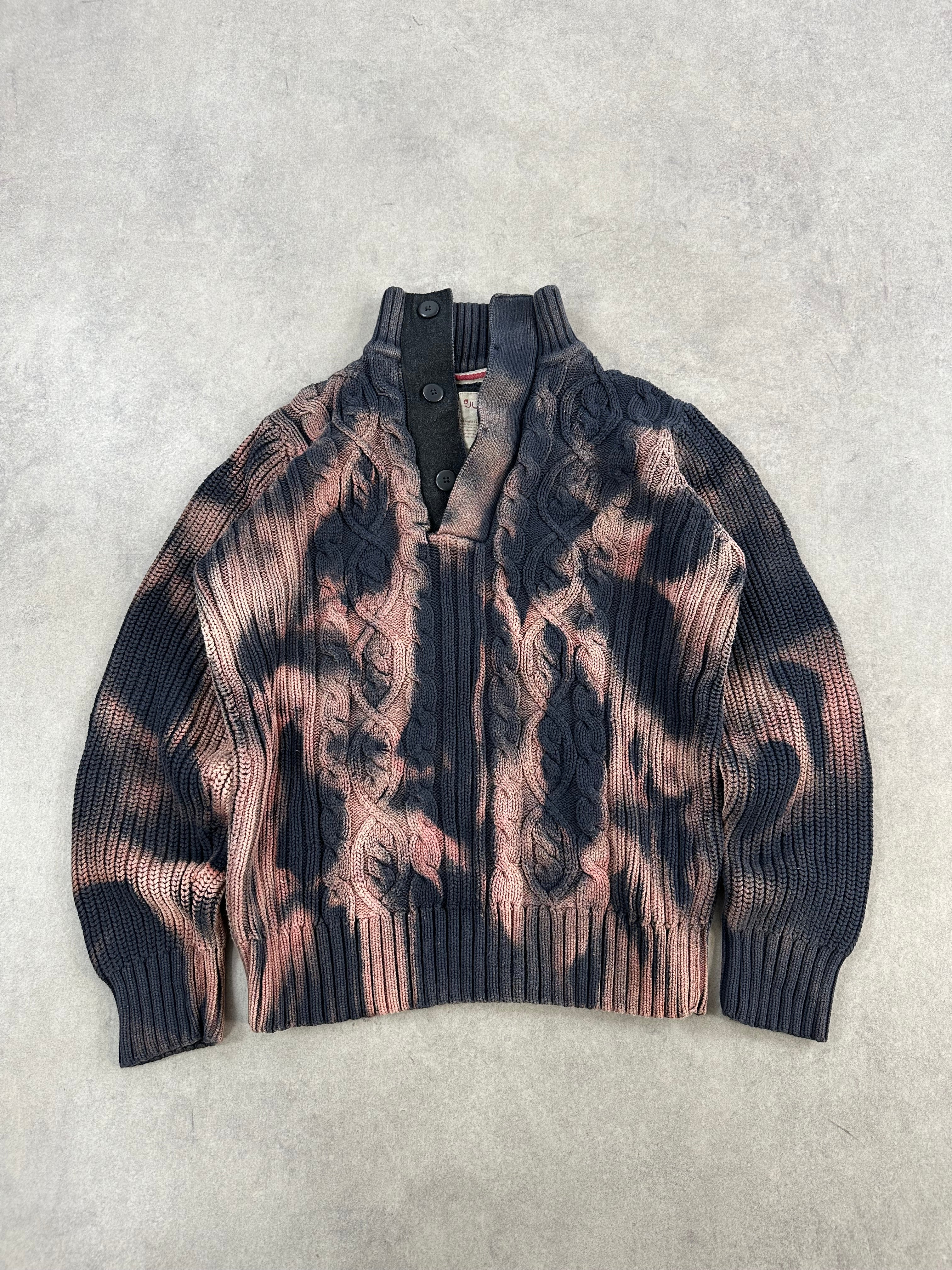 Mid zip knitted sweater y2k custom fitted (L)
