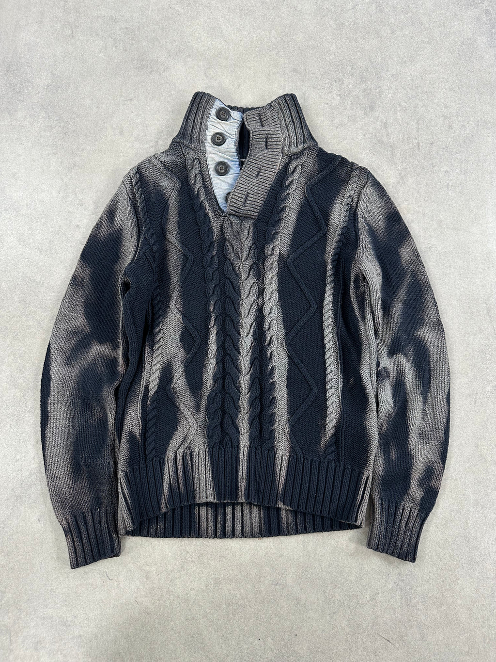 Vintage Y2k Hip Hop Bleached Knitted Sweater (S)