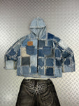 Vintage Rework y2k Upcycled Zip Up Jacket Boxy Fit 90s