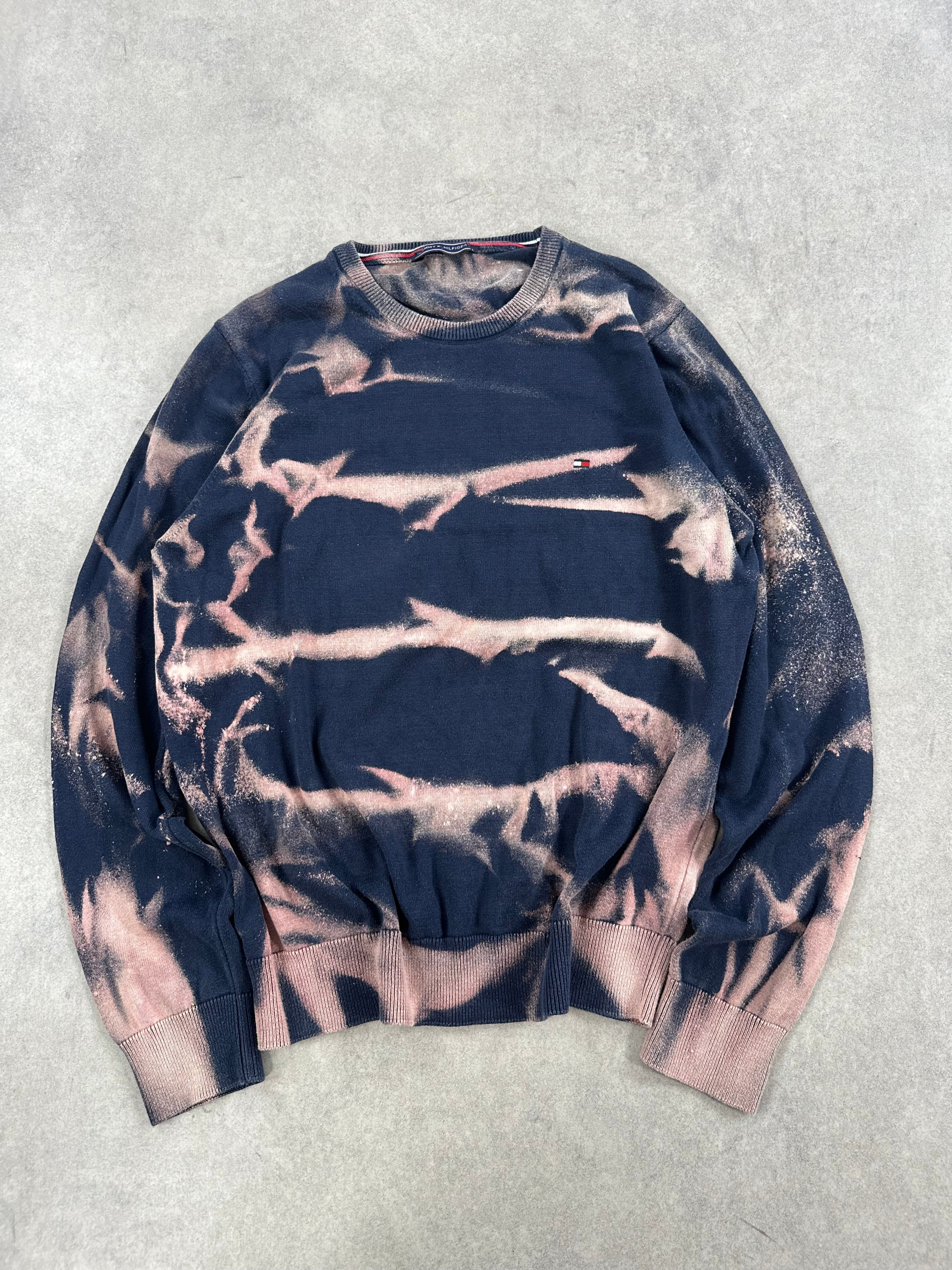 Vintage Tommy Hilfiger Y2k Bleached Knitted Sweater custom (L)