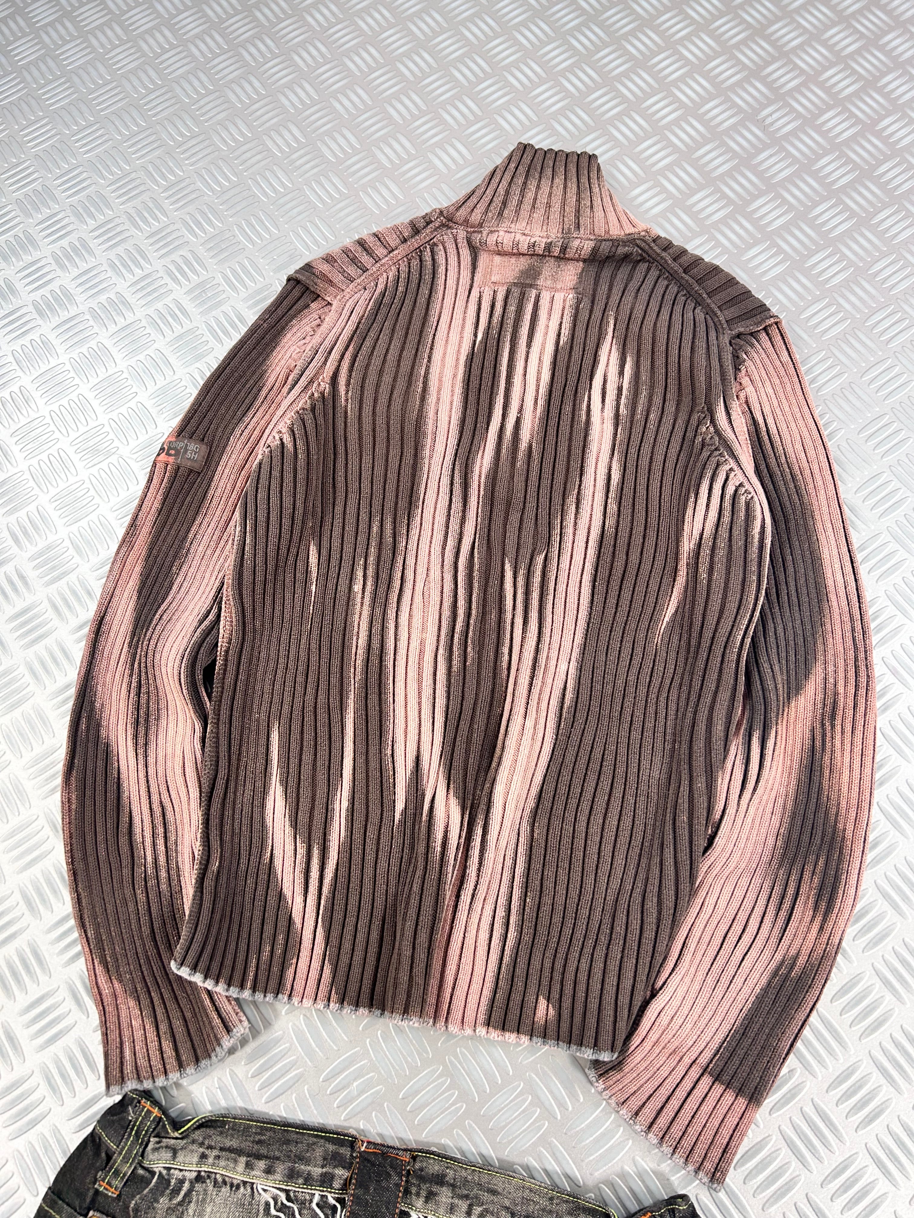 Knitted sweater handmade full zip (L)