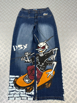 Vintage Hip Hop Denim Printed y2k Baggy Jeans 2000s