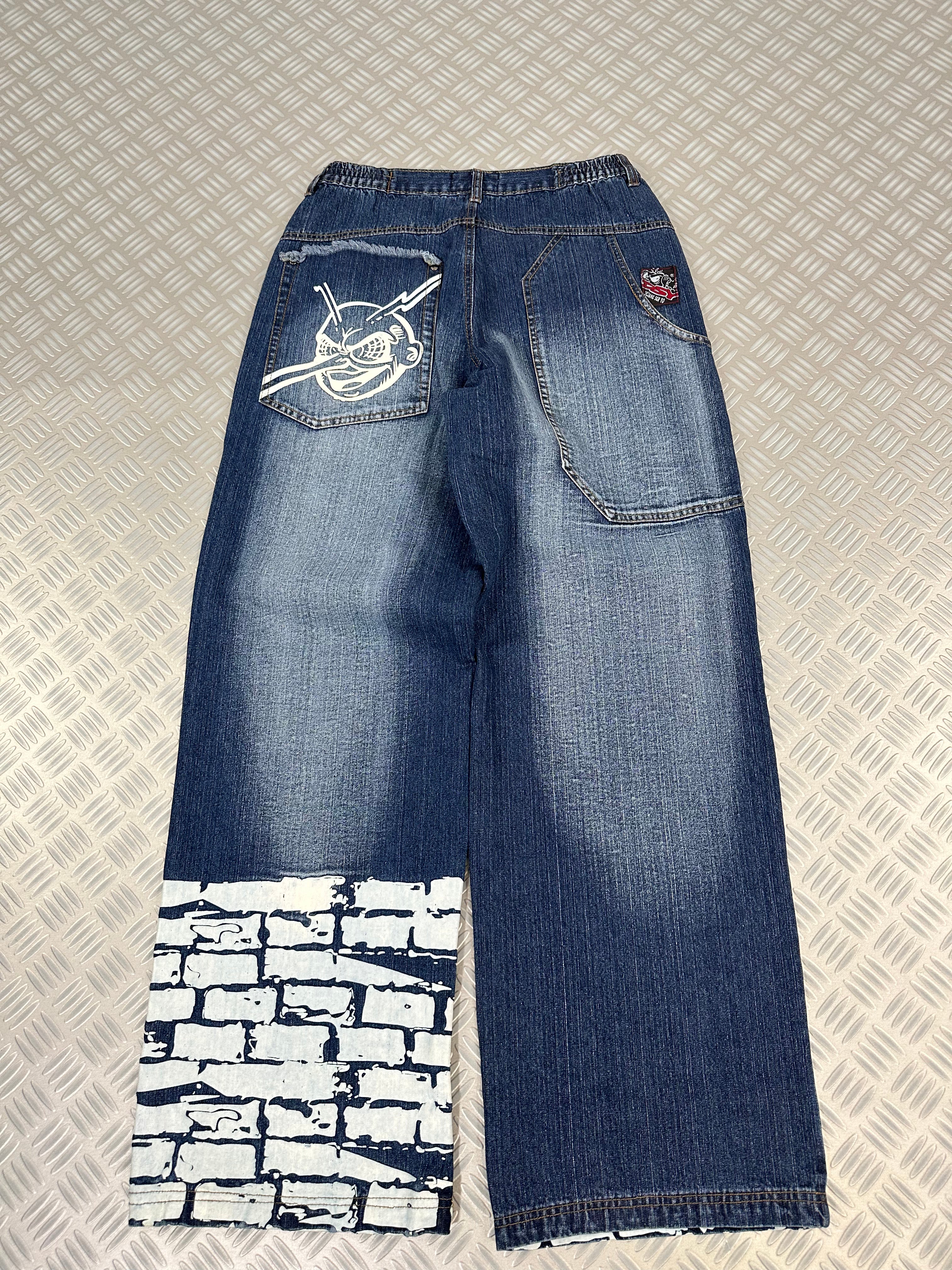 Vintage Hip Hop Denim Printed y2k Baggy Jeans 2000s