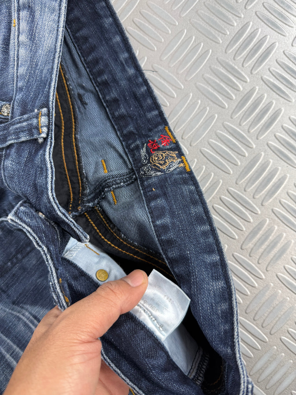 vintage baggy embroidered jeans 2000's (S)