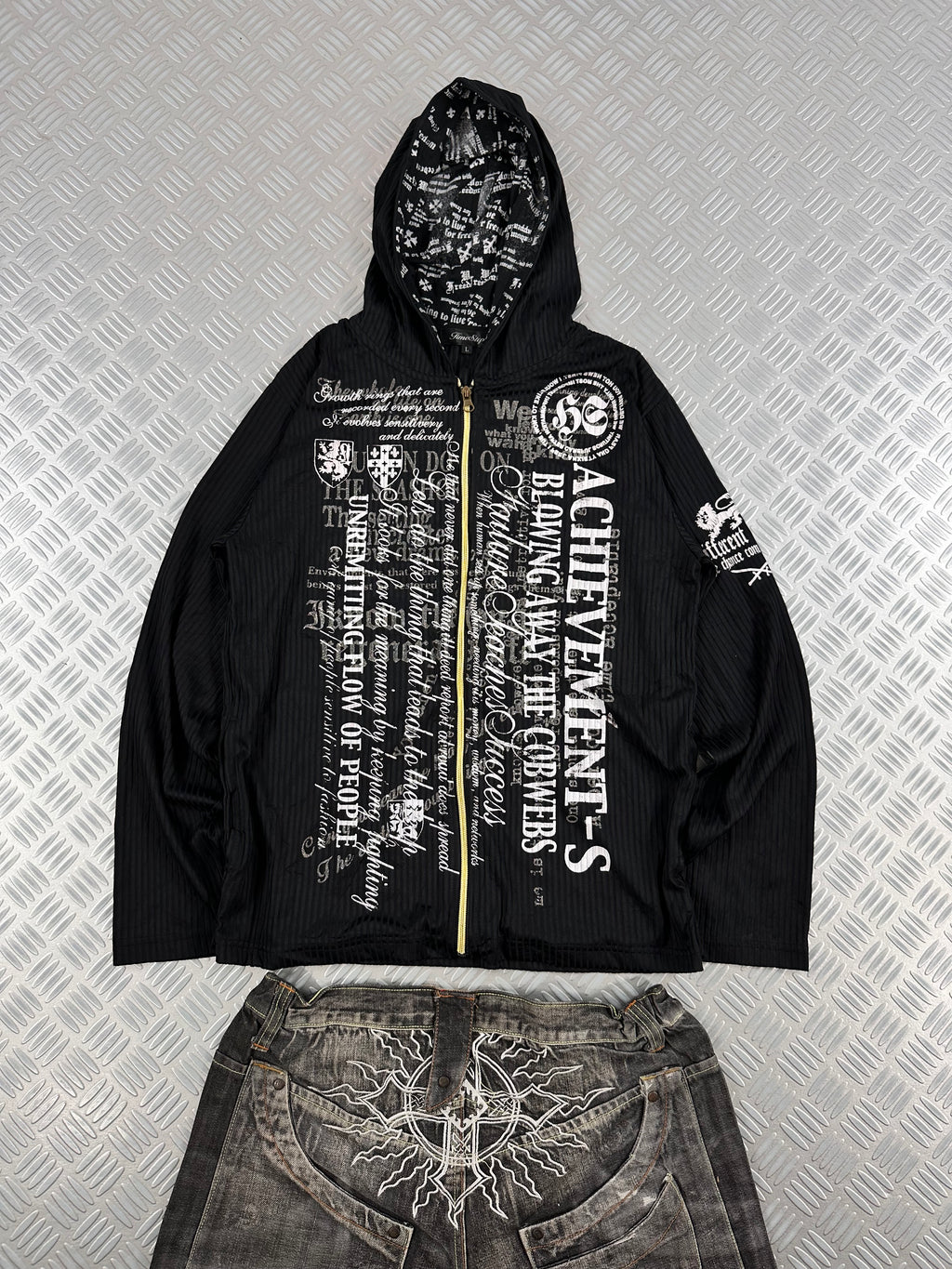 vintage hooded full zip japanese jacket (L)