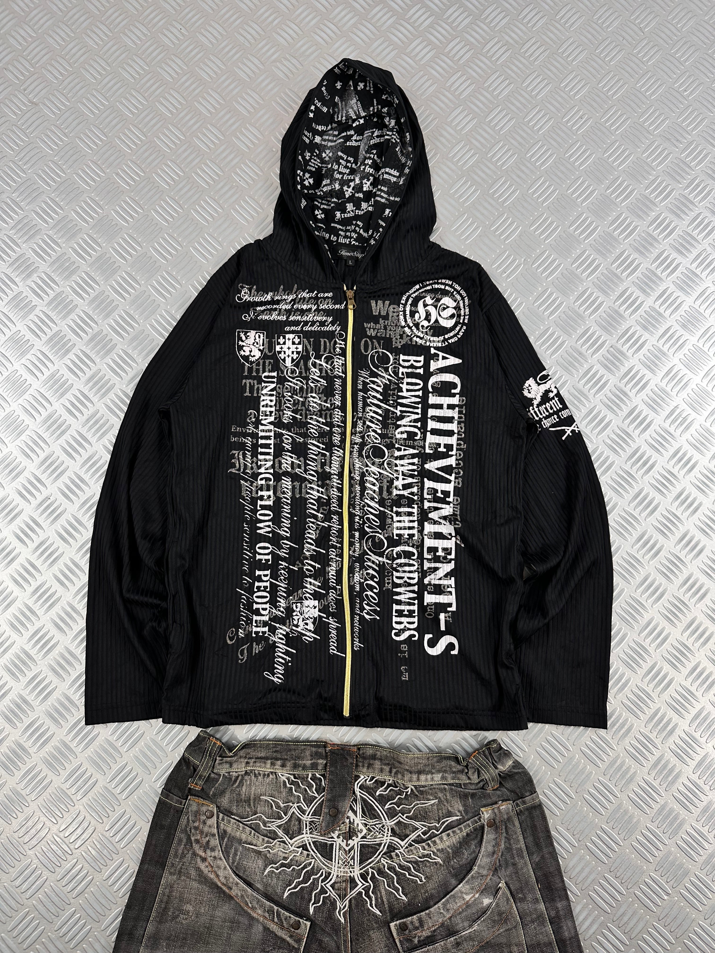 vintage hooded full zip japanese jacket (L)