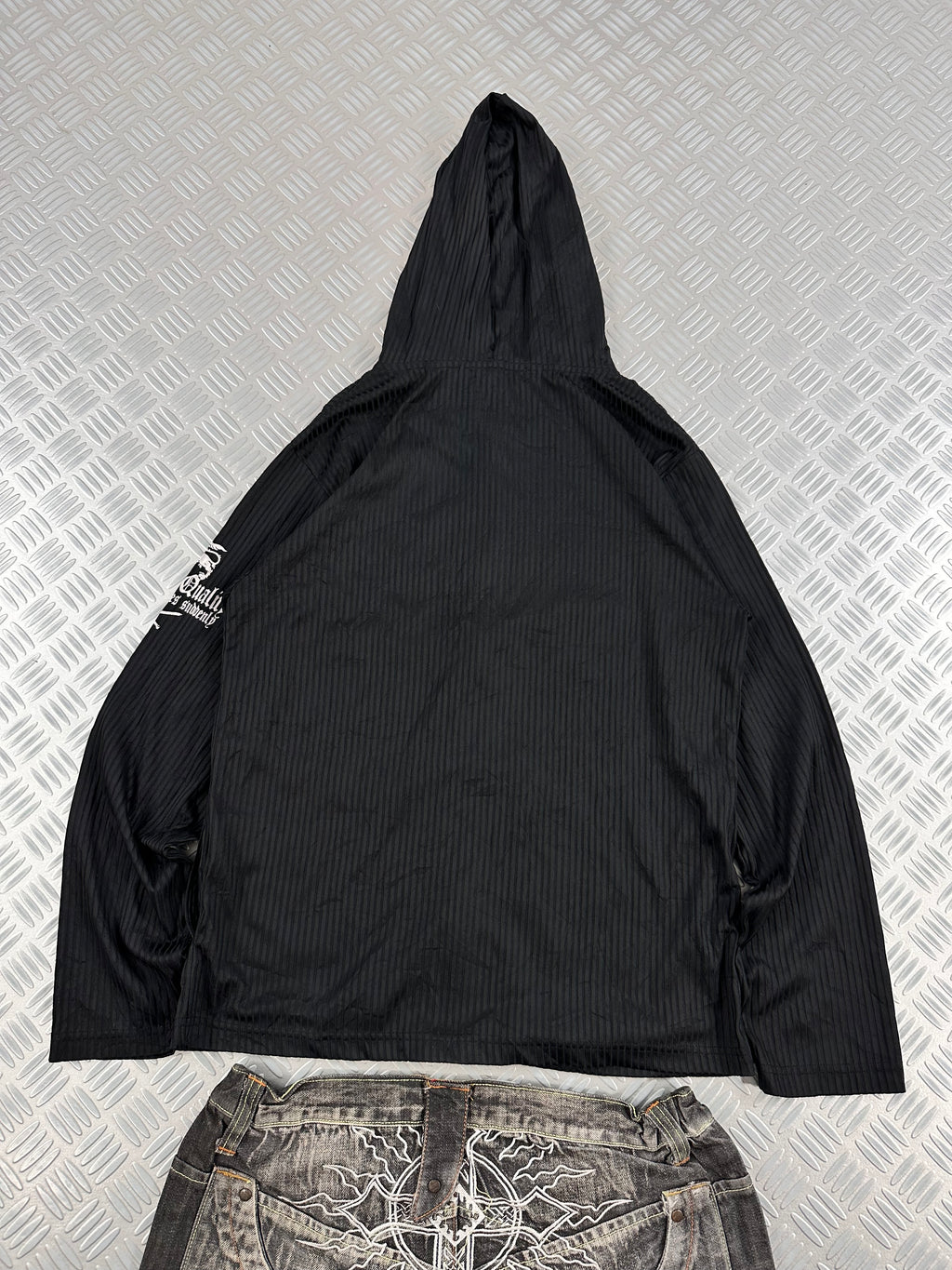 vintage hooded full zip japanese jacket (L)