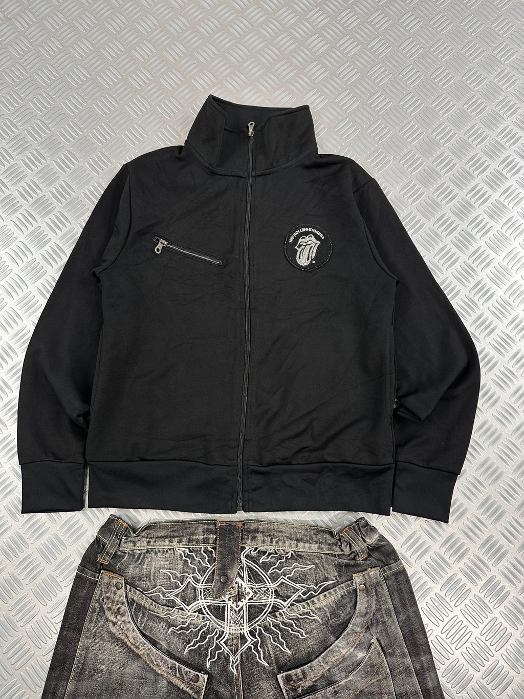 vintage rollin stone full zip ajcket (M)