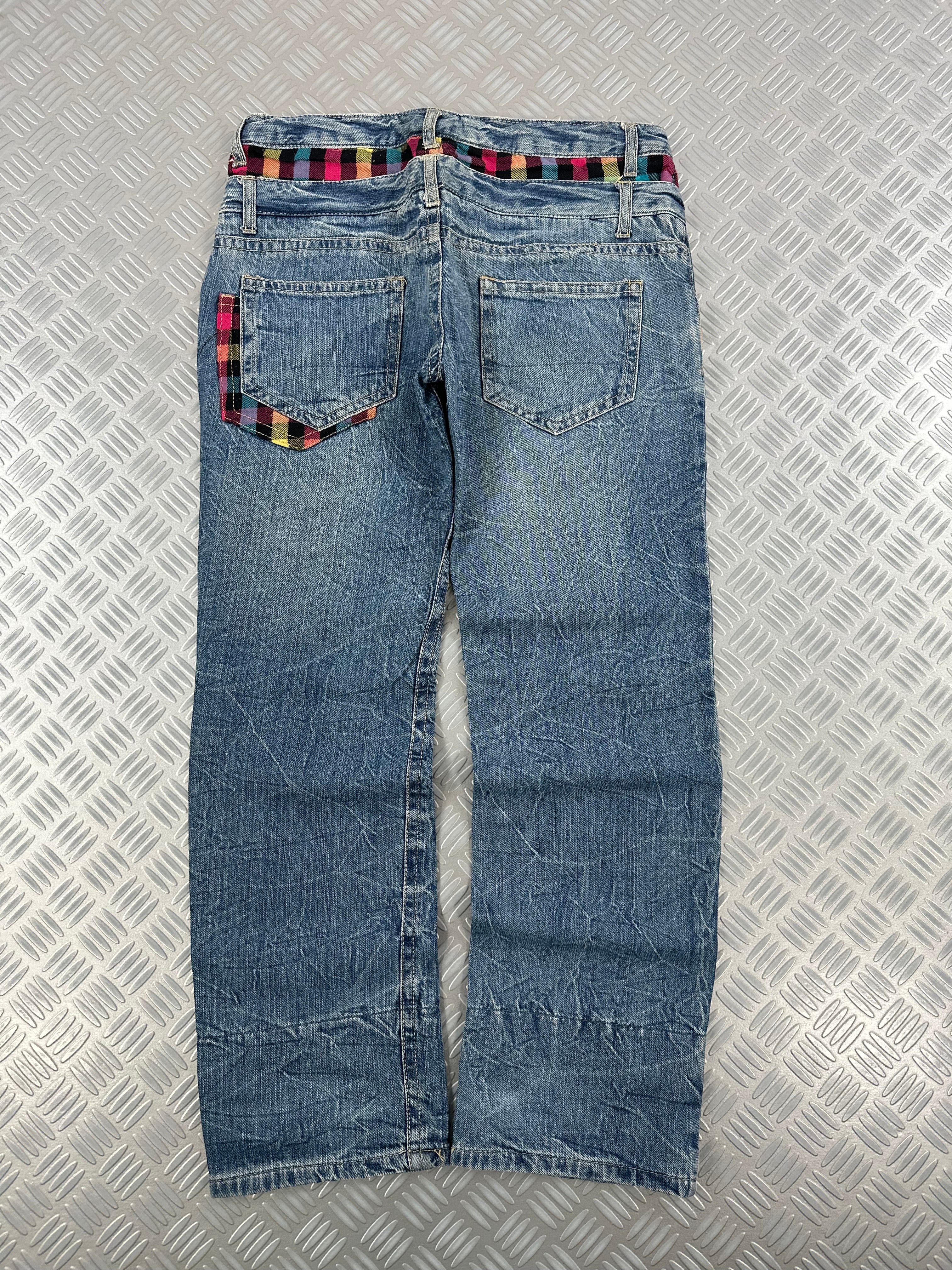 double waist japanese  jeans faded (L)