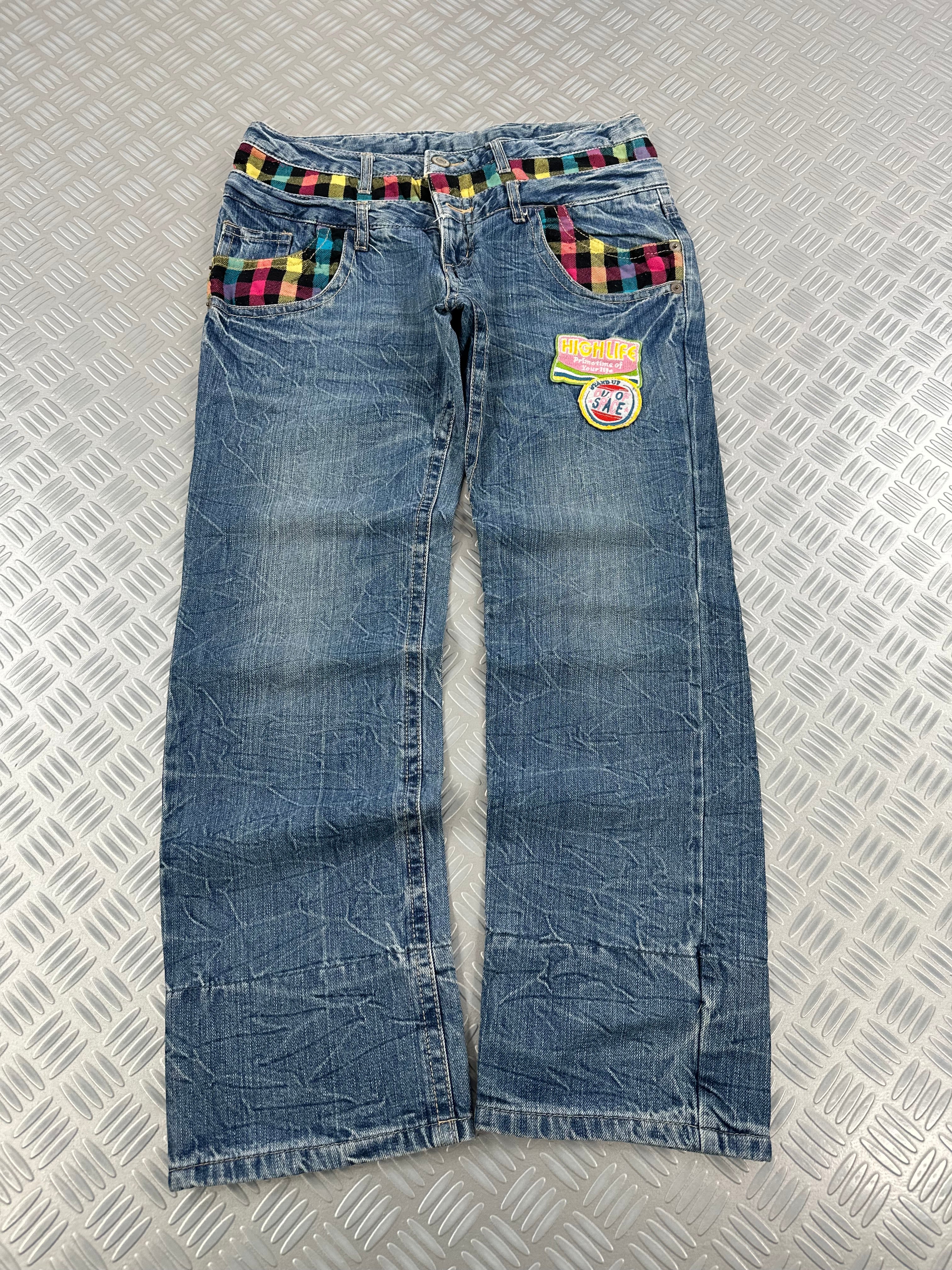 double waist japanese  jeans faded (L)