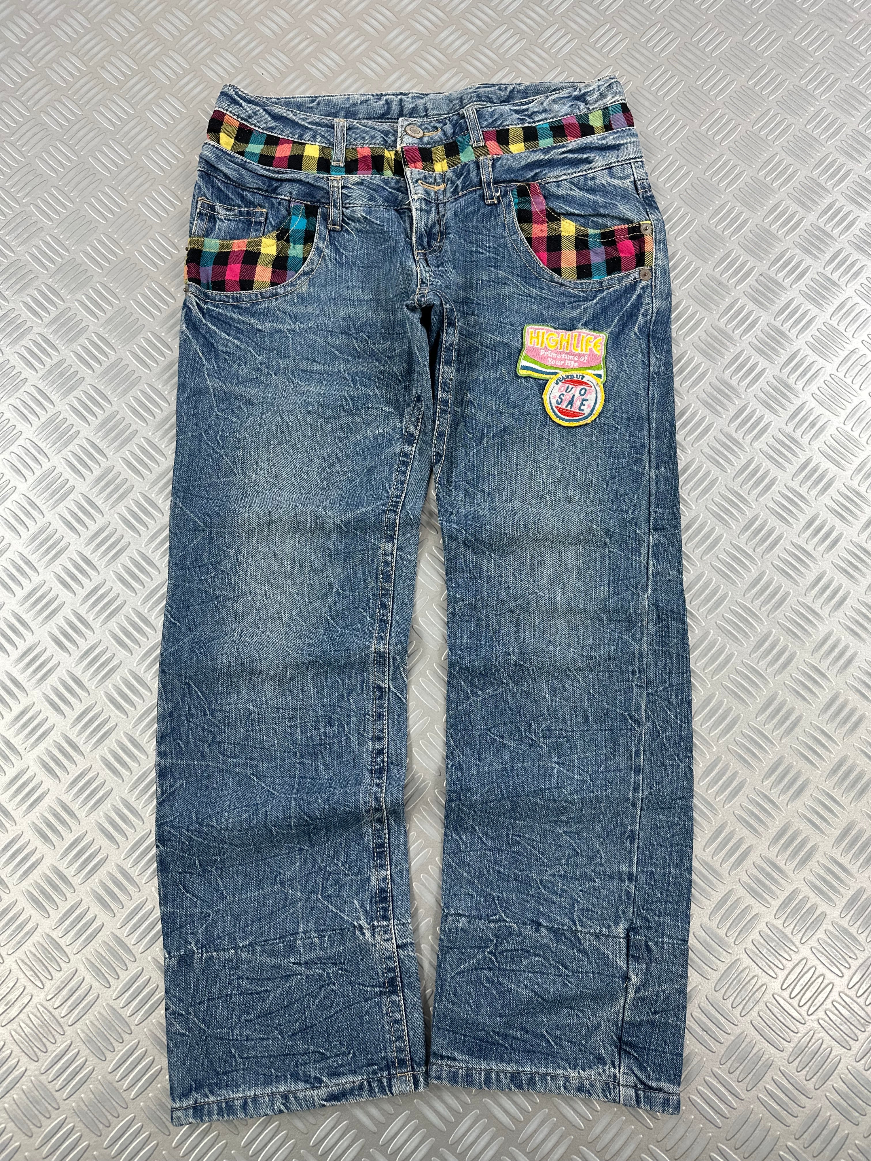 double waist japanese  jeans faded (L)