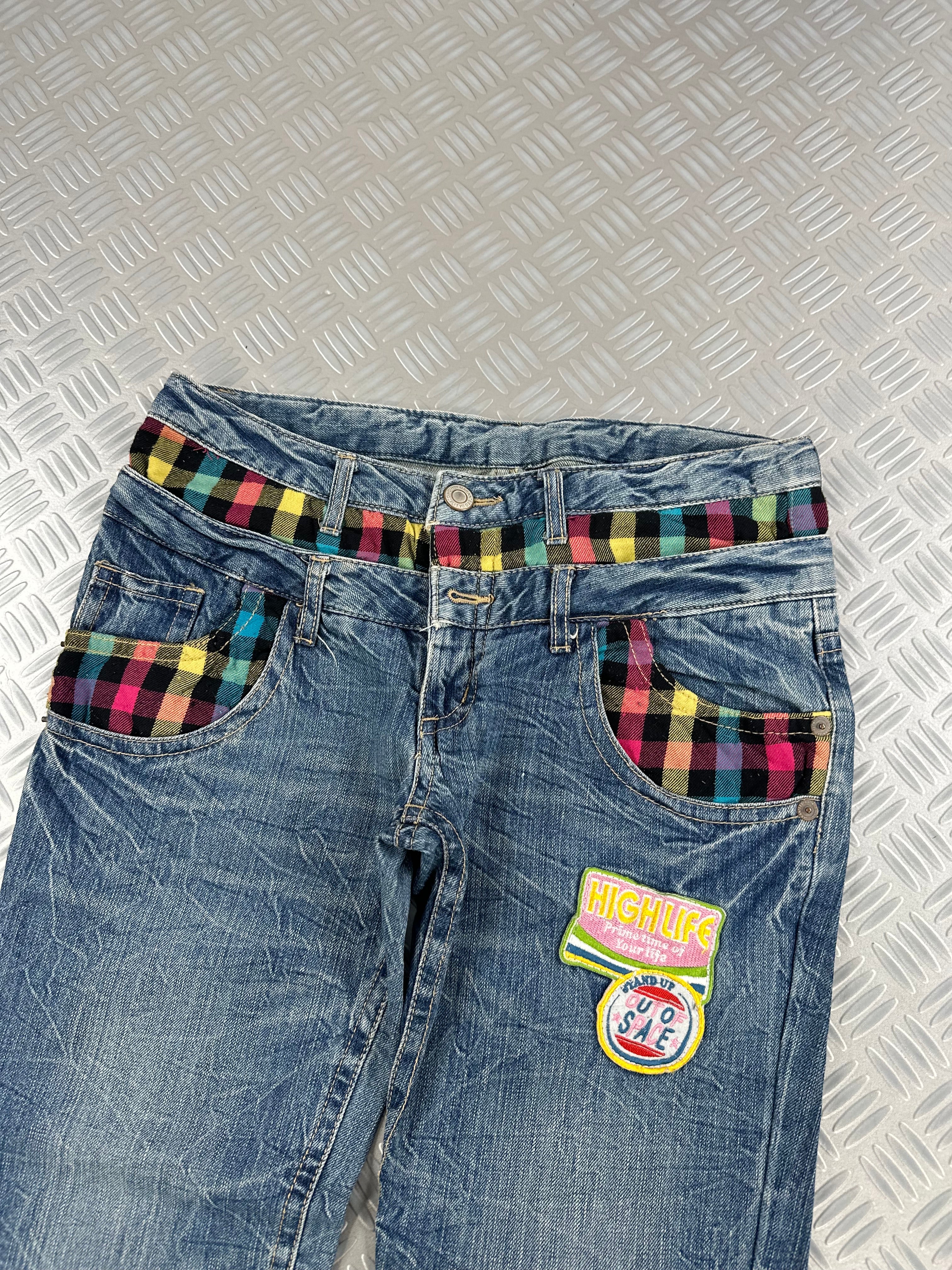 double waist japanese  jeans faded (L)