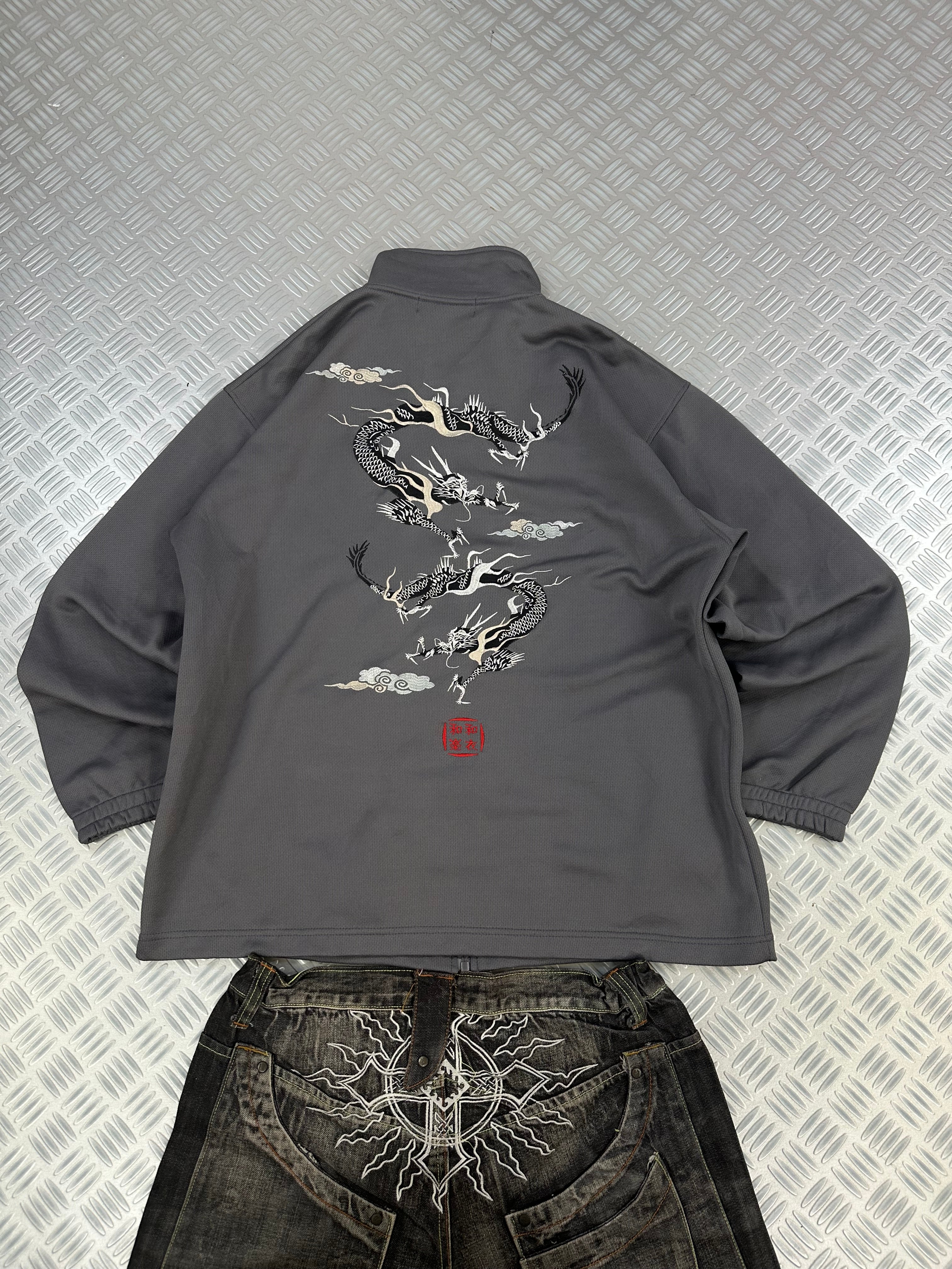 Chaqueta Vintage Japonesa WARAWI con Bordado de Dragón sukajan (L)