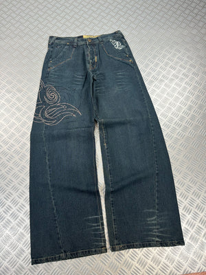 y2k Tribal Embroidery Baggy Jeans 2000s style