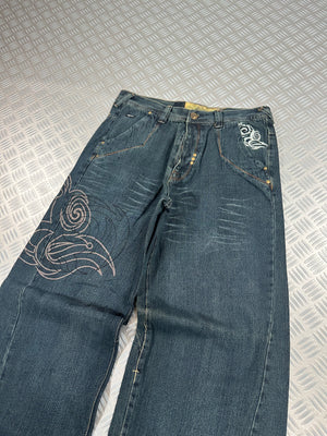 y2k Tribal Embroidery Baggy Jeans 2000s style