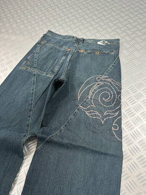 y2k Tribal Embroidery Baggy Jeans 2000s style