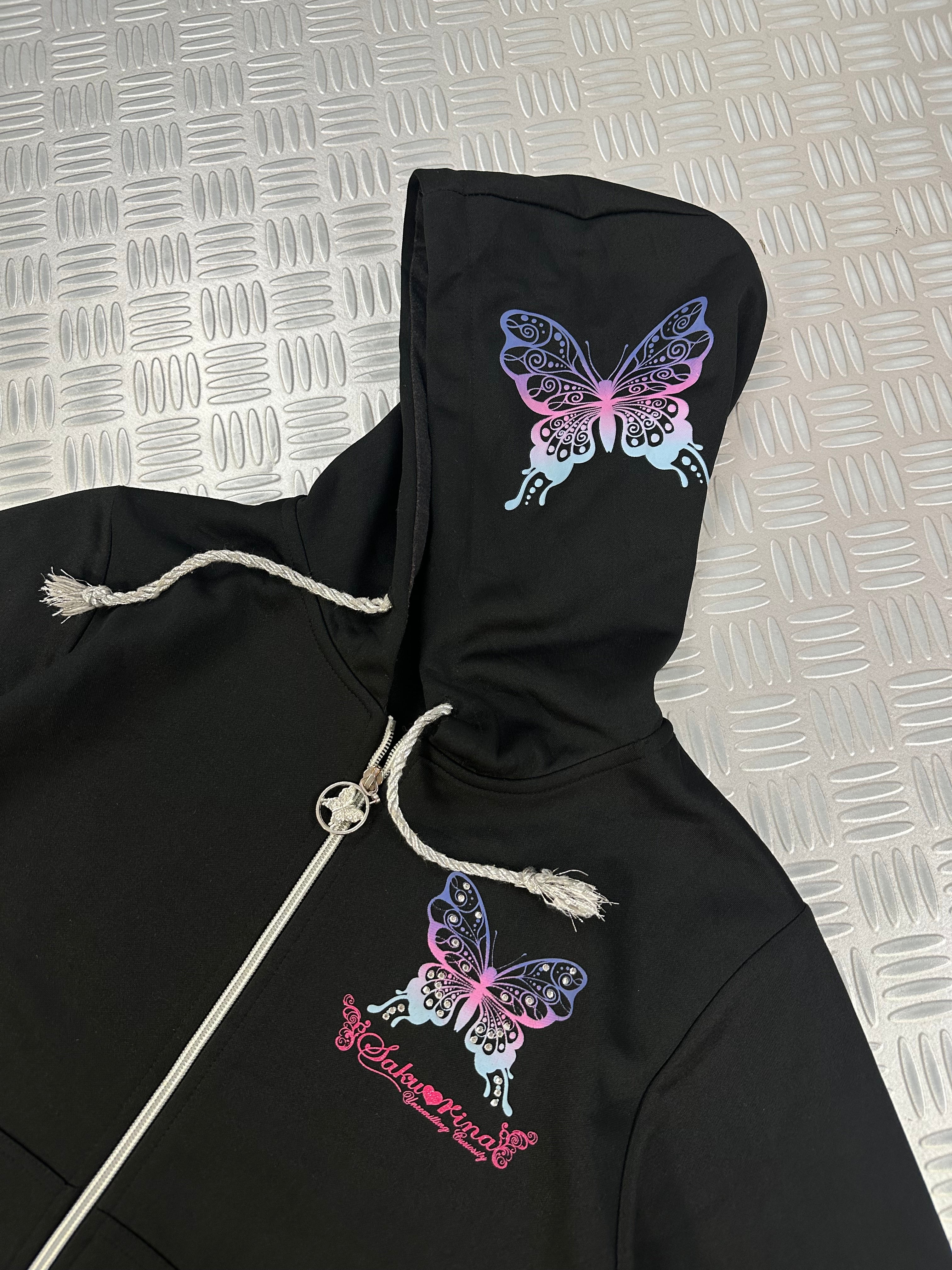 vintage sakurina japanese hooded graphic jacket y2k (M)
