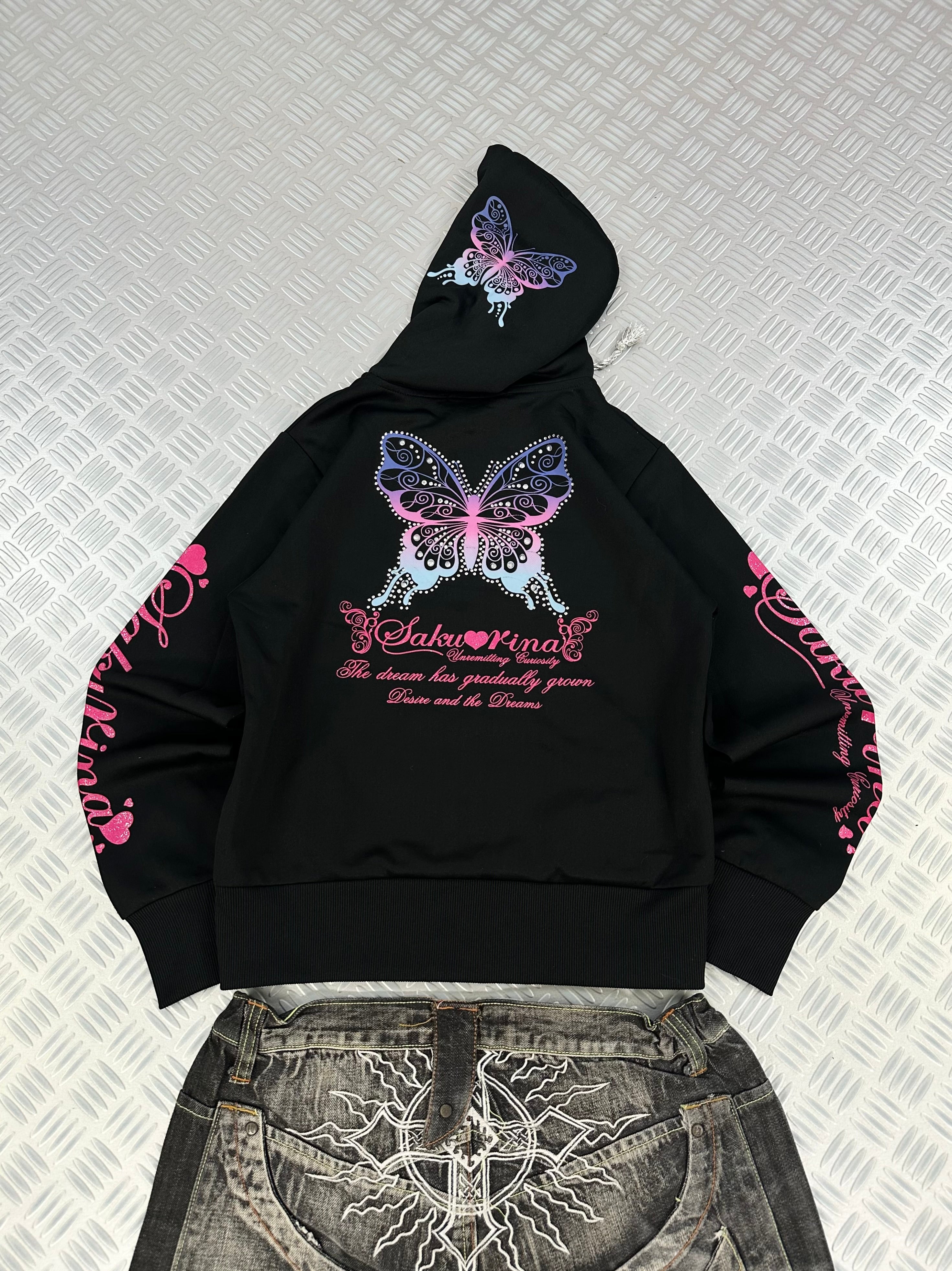 vintage sakurina japanese hooded graphic jacket y2k (M)