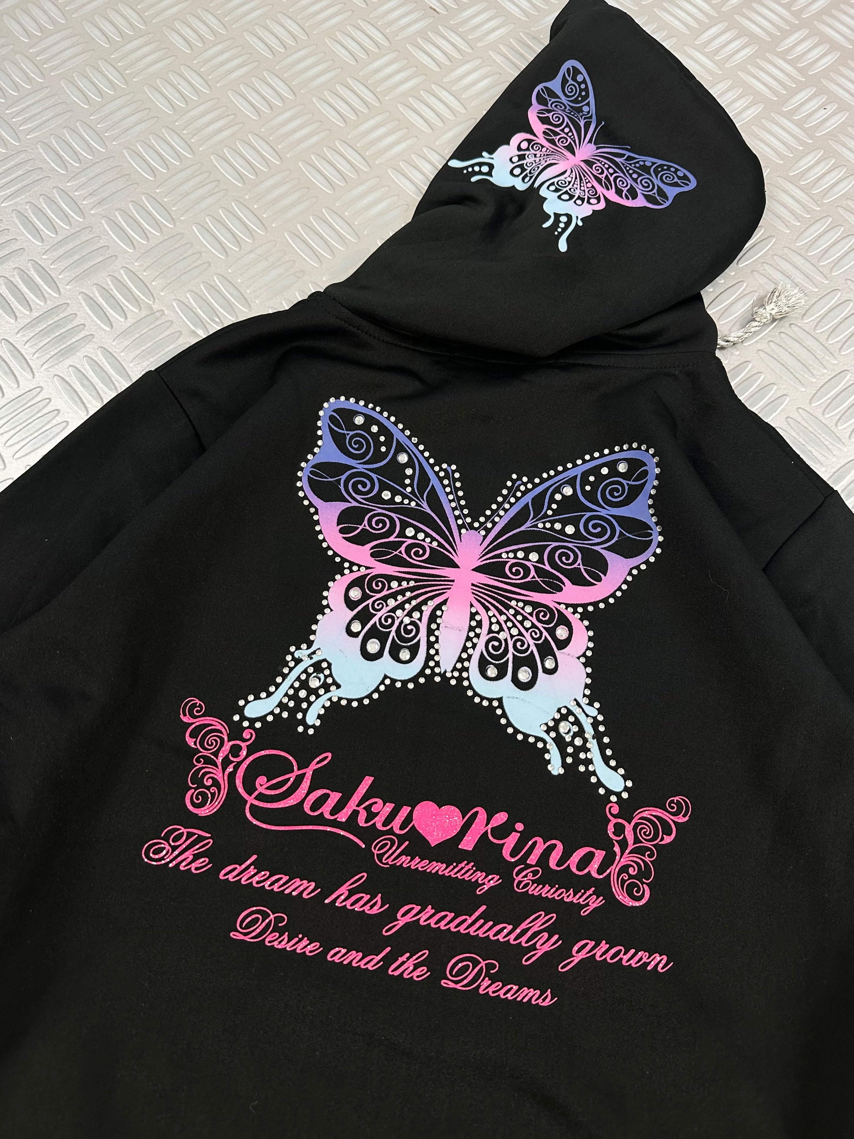 vintage sakurina japanese hooded graphic jacket y2k (M)