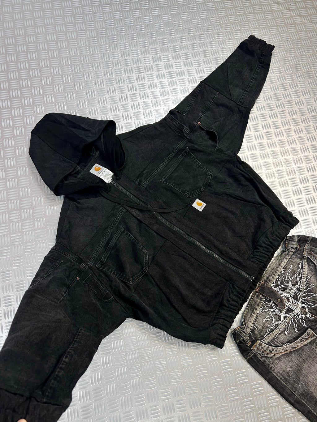 handmade hooded carhartt jacket upcycled (L)