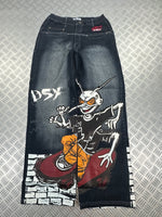 Vintage Hip Hop Denim Printed y2k Baggy Jeans 2000s