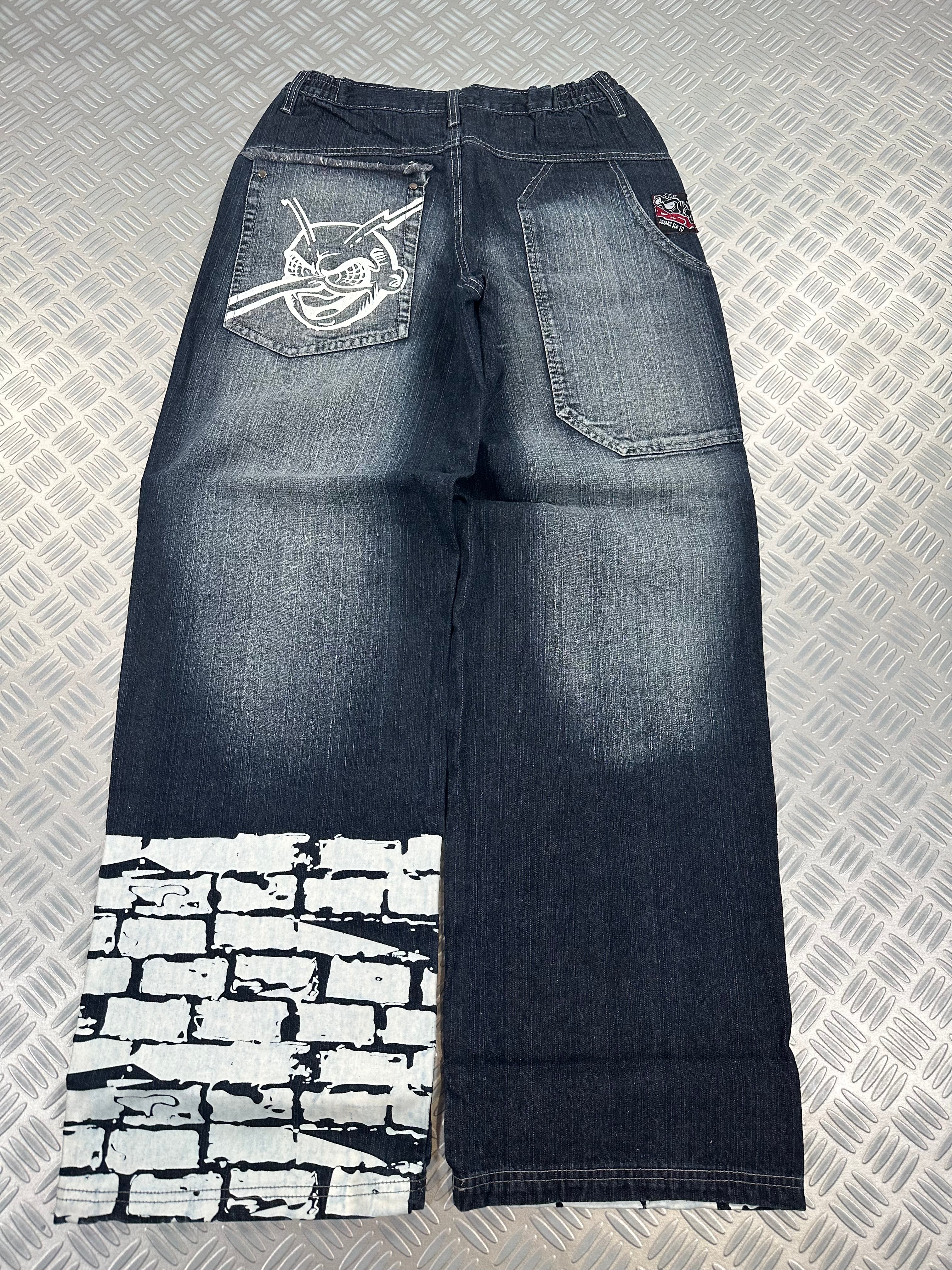 Vintage Hip Hop Denim Printed y2k Baggy Jeans 2000s